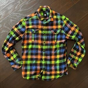 Multicolored Fun Retro Flannel Button Down Shirt